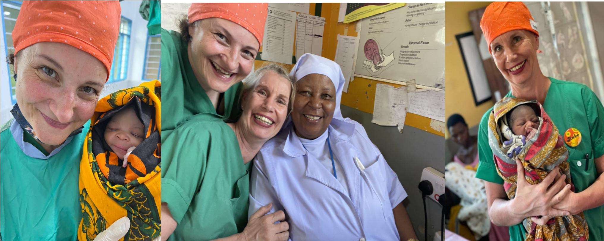 Unsere Hebammen Mandy Pleikies, Sr. Dr Avelina Kavishe, Anke Arnold, Zohra Schardt